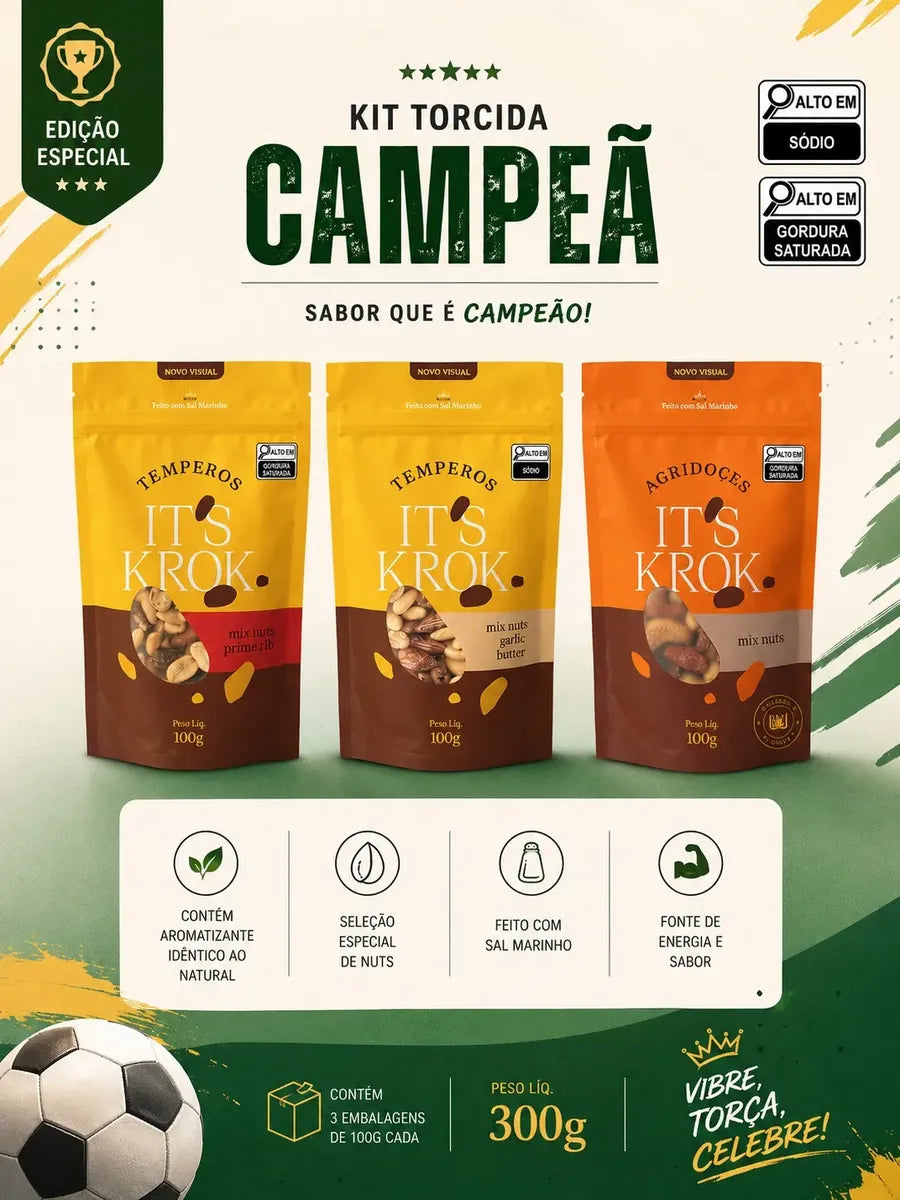 Kit Torcida Mix Nuts It's Krok 300g 3 Sabores Selecionados