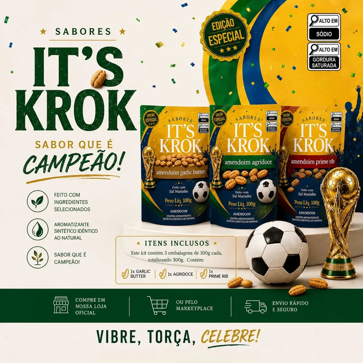 Kit Copa Torcedor It`s Krok 300g - Mix De Amendoim