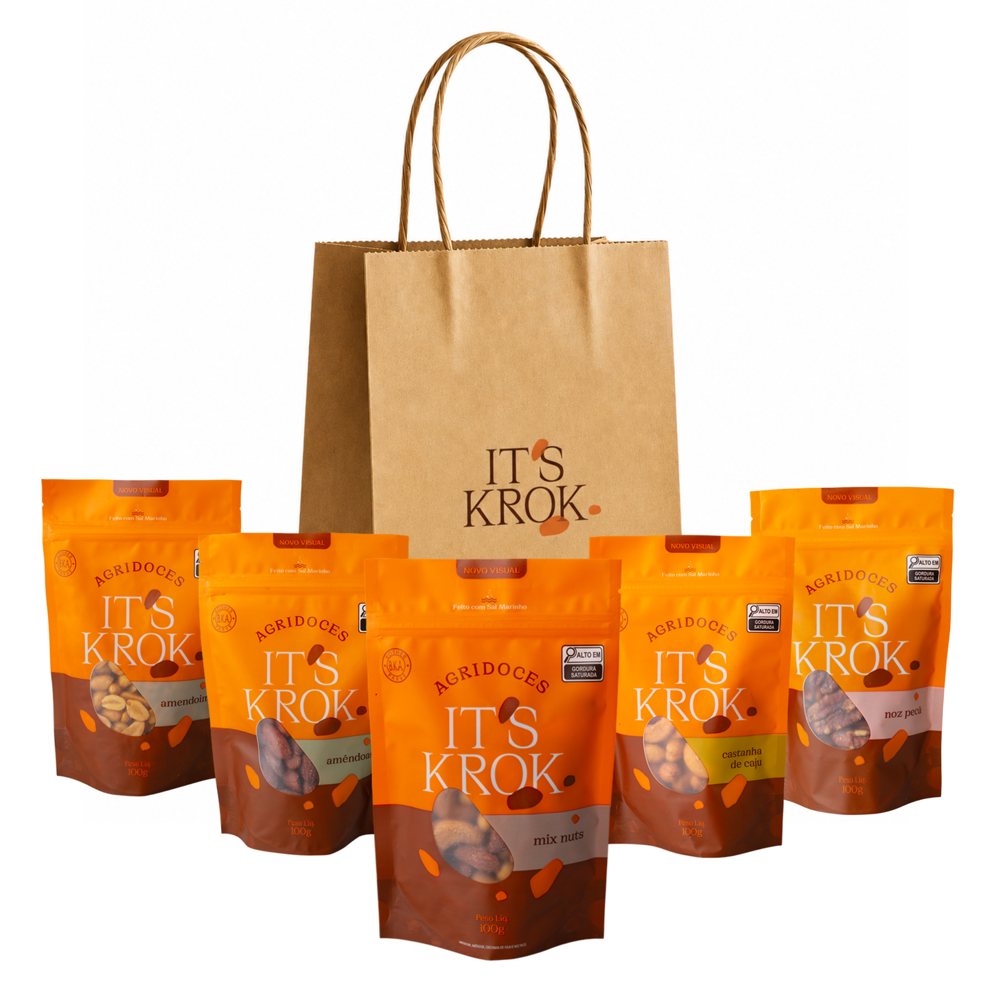 Kit Agridoce - Amendoim, Amêndoas, Castanha de Caju, Pecã e Mix Agridoce